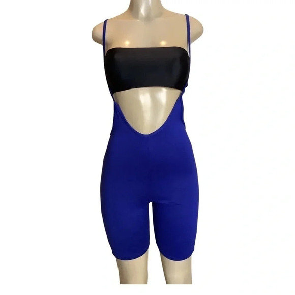 Tools Box Size Medium Black Elastic Tube Top & Blue One Piece Shorts Romper. New - Picture 1 of 5